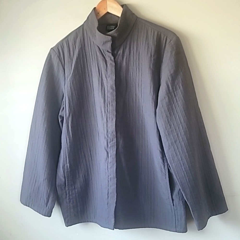 Eileen Fisher Charcoal Grey Career Jacket Italian Fabric Long Sleeve SZ M